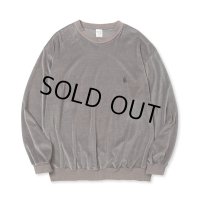 CALEE/EMBROIDERY VELOUR CREW NECK SW（CHARCOAL）［ベロアクルーネック-23秋冬］