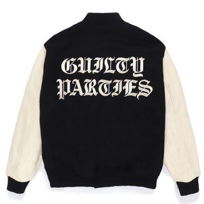 WACKO MARIA/LEATHER VARSITY JACKET（BLACK）［レザーヴァー
