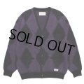 WACKO MARIA/DIAMOND MOHAIR KNIT CARDIGAN（PURPLE）［ダイヤモンドモヘアカーディガン-23秋冬］