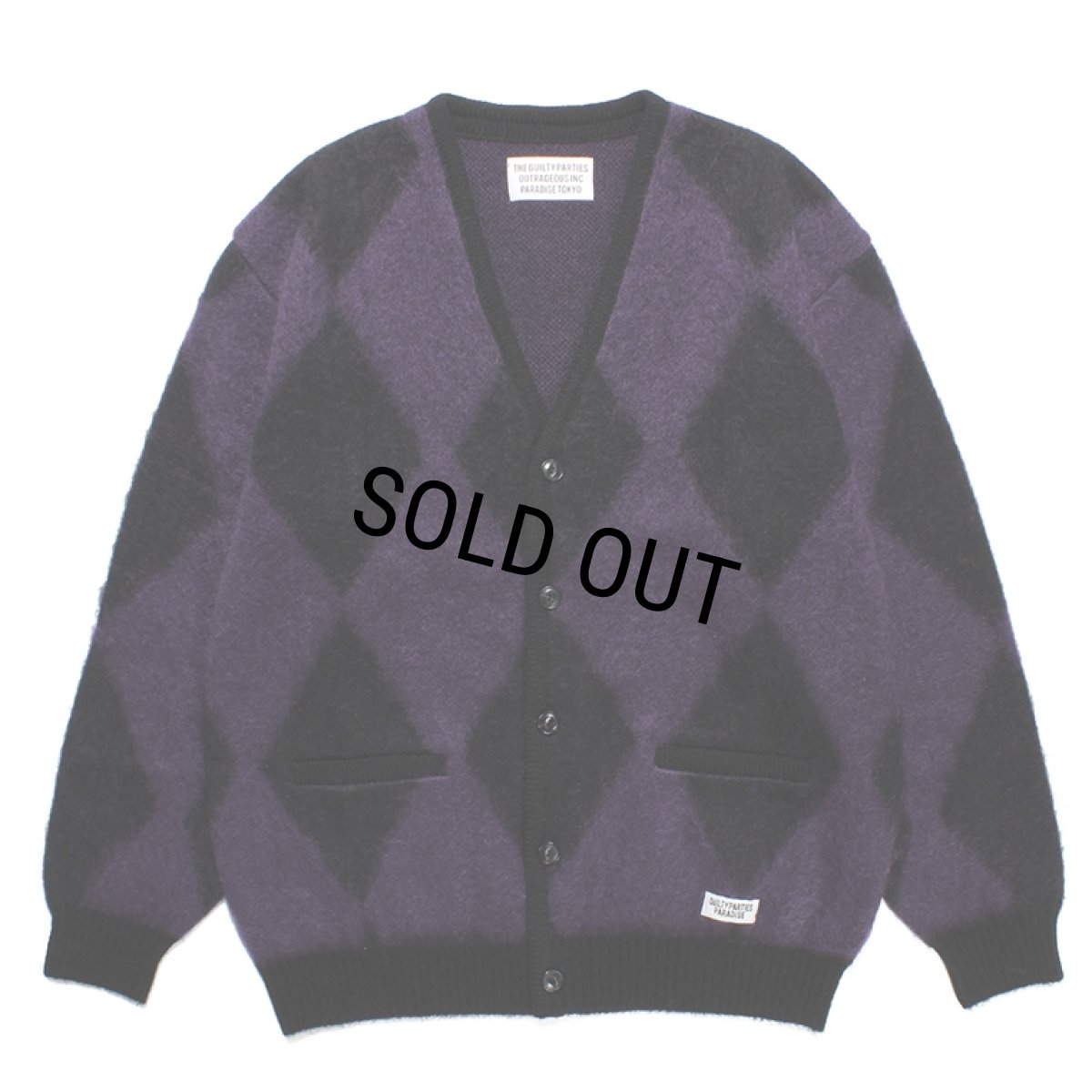 画像1: WACKO MARIA/DIAMOND MOHAIR KNIT CARDIGAN（PURPLE）［ダイヤモンドモヘアカーディガン-23秋冬］ (1)