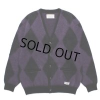WACKO MARIA/DIAMOND MOHAIR KNIT CARDIGAN（PURPLE）［ダイヤモンドモヘアカーディガン-23秋冬］