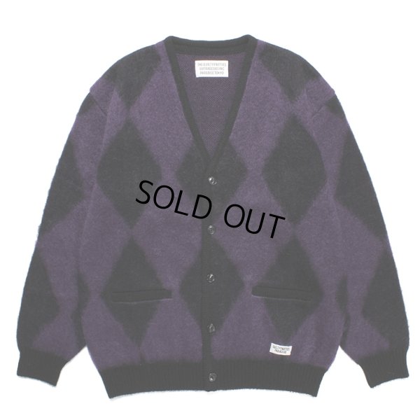 画像1: WACKO MARIA/DIAMOND MOHAIR KNIT CARDIGAN（PURPLE）［ダイヤモンドモヘアカーディガン-23秋冬］