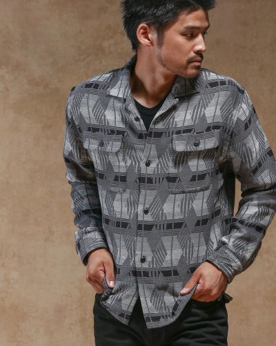 画像3: RATS/NATIVE JACQUARD SHIRT（GRAY）［ネイティブジャガードシャツ-23秋冬］
