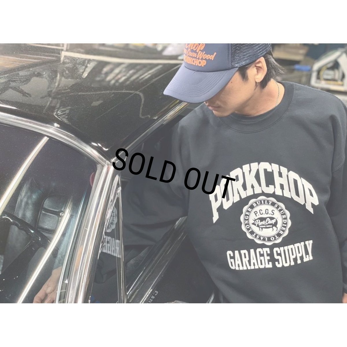 画像5: PORKCHOP/2nd COLLEGE SWEAT（BLACK）［クルーネックスウェット-23秋冬］ (5)