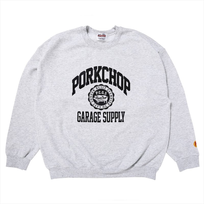 画像1: PORKCHOP/2nd COLLEGE SWEAT（GRAY）［クルーネックスウェット-23秋冬］