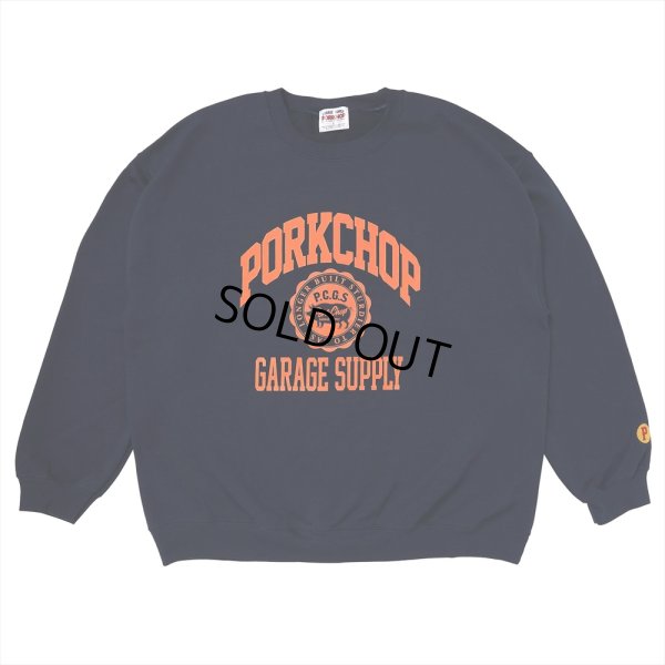 画像1: PORKCHOP/2nd COLLEGE SWEAT（NAVY）［クルーネックスウェット-23秋冬］