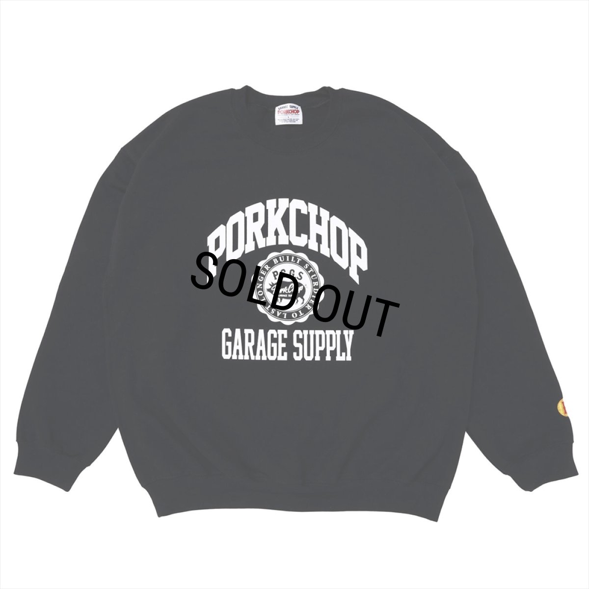 画像1: PORKCHOP/2nd COLLEGE SWEAT（BLACK）［クルーネックスウェット-23秋冬］ (1)