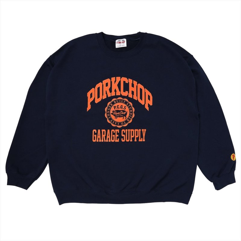 画像1: PORKCHOP/2nd COLLEGE SWEAT（NAVY）［クルーネックスウェット-23秋冬］
