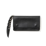 CALEE/PLANE LEATHER LONG WALLET＜STUDS CHARM＞（BLACK）［ロングウォレット-23秋冬］