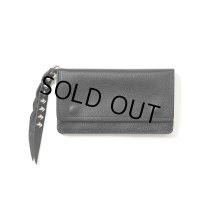 CALEE/PLANE LEATHER LONG WALLET＜STUDS CHARM＞（BLACK）［ロングウォレット-23秋冬］