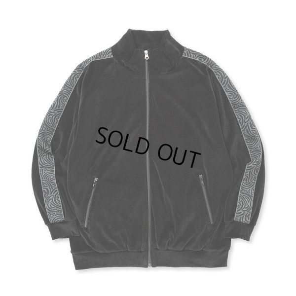 画像1: CALEE/VELOUR TRACK JACKET＜SPIRAL JACQUARD PATTERN＞（BLACK） 【30%OFF】［ベロアトラックJKT-23秋冬］