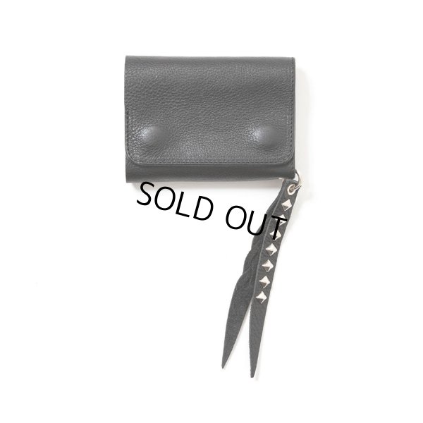 画像1: CALEE/PLANE LEATHER FLAP HALF WALLET＜STUDS CHARM＞（BLACK）［ハーフウォレット-23秋冬］