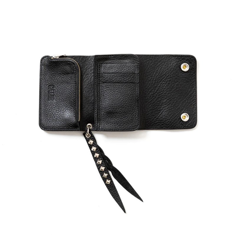 画像2: CALEE/PLANE LEATHER FLAP HALF WALLET＜STUDS CHARM＞（BLACK）［ハーフウォレット-23秋冬］