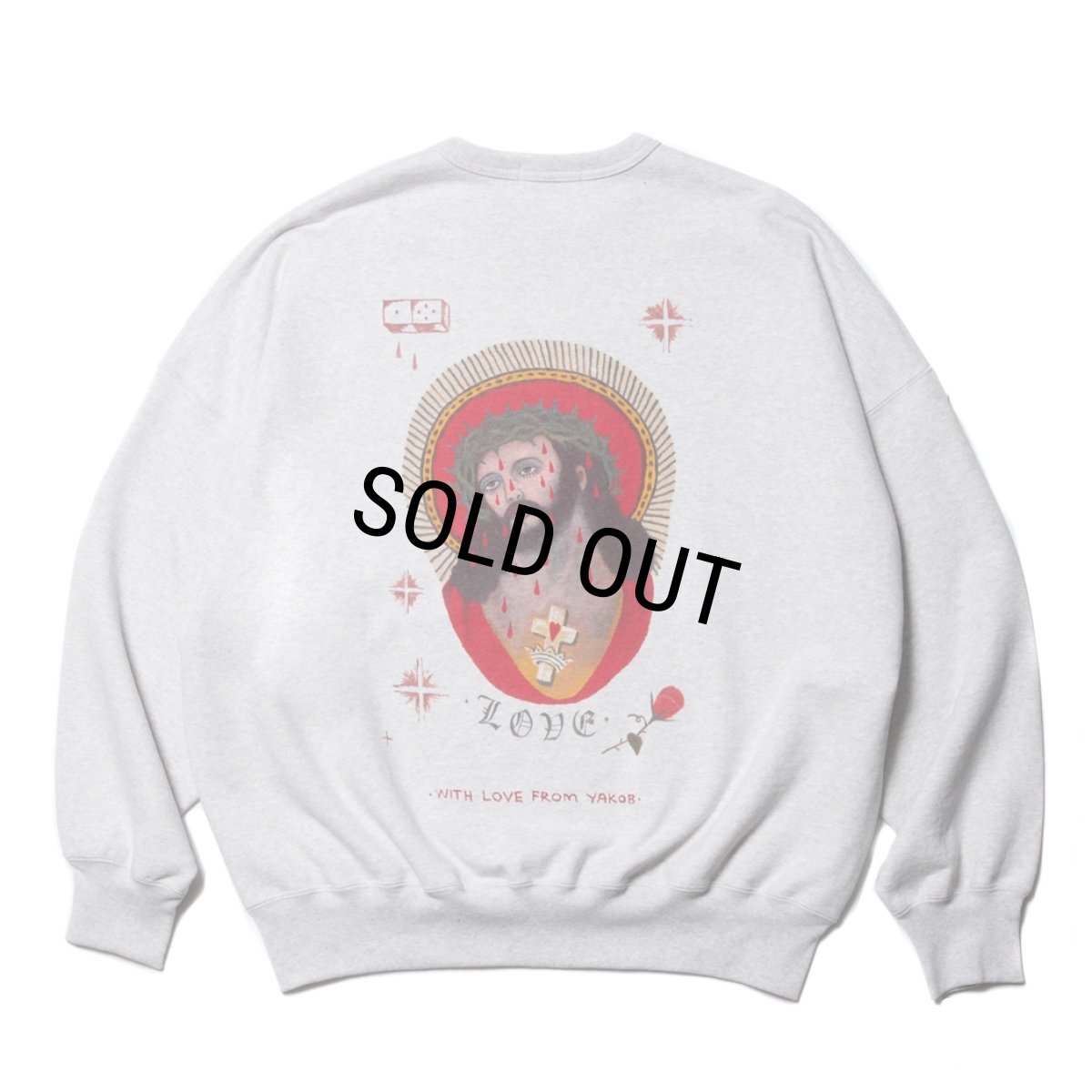 画像1: COOTIE PRODUCTIONS/Open End Yarn Sweat Crew（JESUS）（Oatmeal）［スウェットクルー-23秋冬］ (1)
