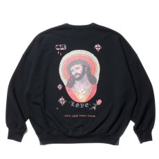 画像1: COOTIE PRODUCTIONS/Open End Yarn Sweat Crew（JESUS）（Black）［スウェットクルー-23秋冬］ (1)