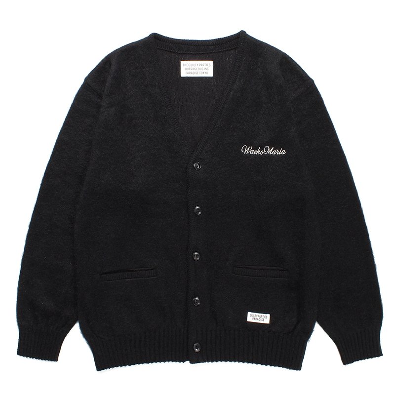 画像1: WACKO MARIA/MOHAIR KNIT CARDIGAN（BLACK）［モヘアカーディガン-23秋冬］