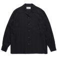 画像1: WACKO MARIA/KASURI STRIPED OPEN COLLAR SHIRT（BLACK）［カスリオープンカラーシャツ-23秋冬］ (1)