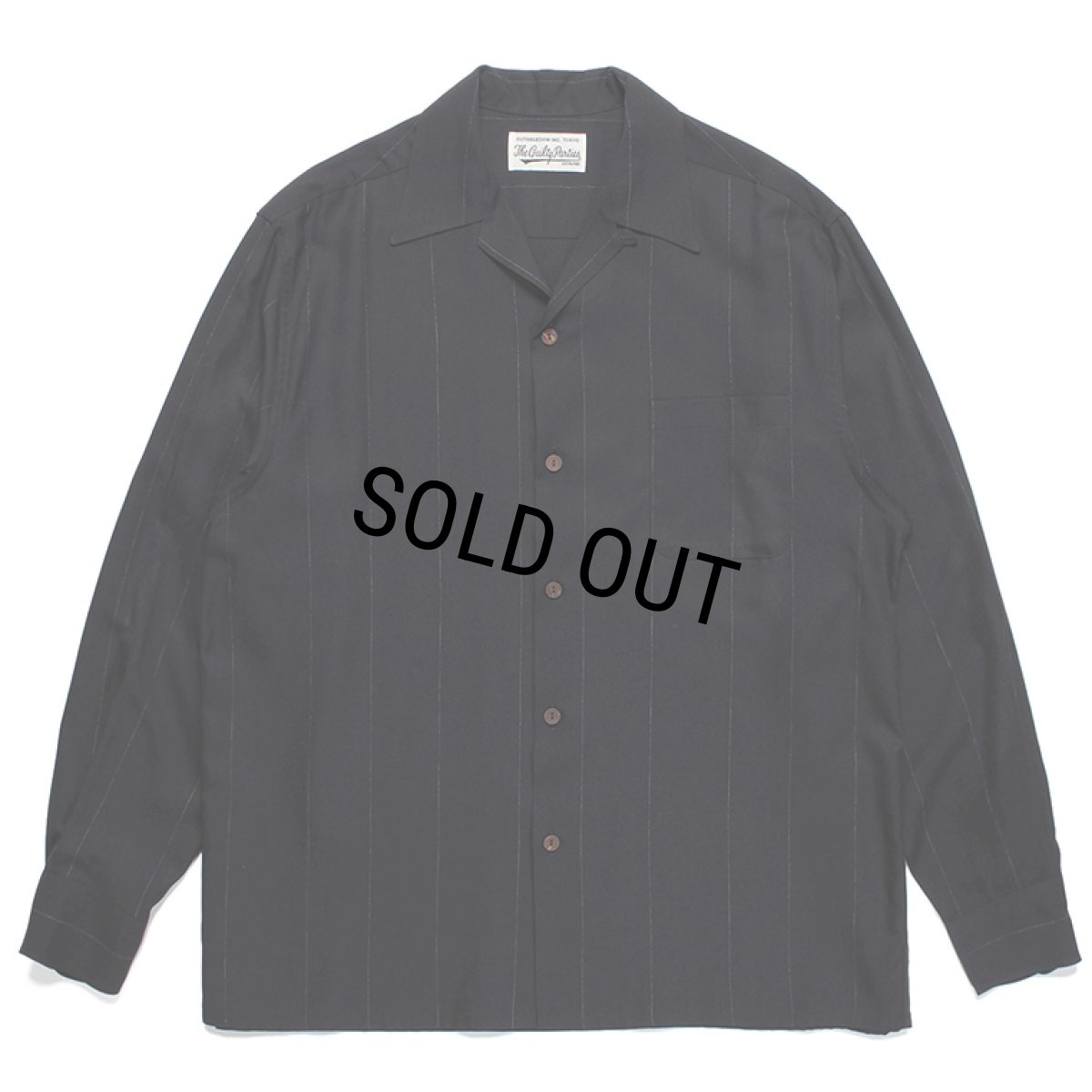 画像1: WACKO MARIA/KASURI STRIPED OPEN COLLAR SHIRT（BLACK）［カスリオープンカラーシャツ-23秋冬］ (1)