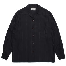 画像1: WACKO MARIA/KASURI STRIPED OPEN COLLAR SHIRT（BLACK）［カスリオープンカラーシャツ-23秋冬］ (1)