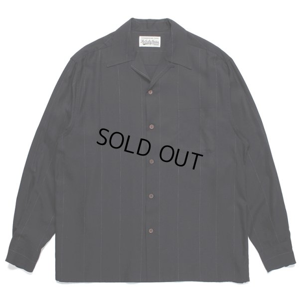 画像1: WACKO MARIA/KASURI STRIPED OPEN COLLAR SHIRT（BLACK）［カスリオープンカラーシャツ-23秋冬］