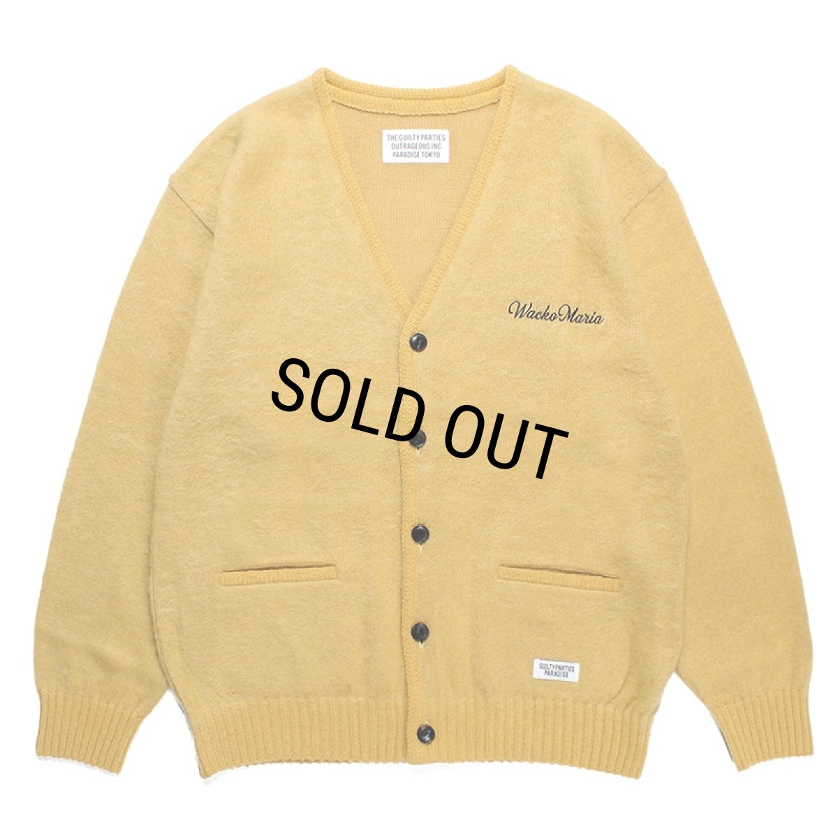 画像1: WACKO MARIA/MOHAIR KNIT CARDIGAN（YELLOW）［モヘアカーディガン-23秋冬］ (1)