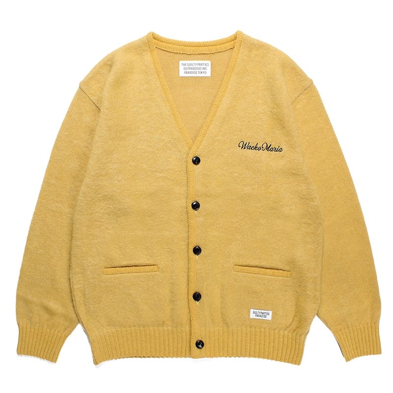 画像1: WACKO MARIA/MOHAIR KNIT CARDIGAN（YELLOW）［モヘアカーディガン-23秋冬］