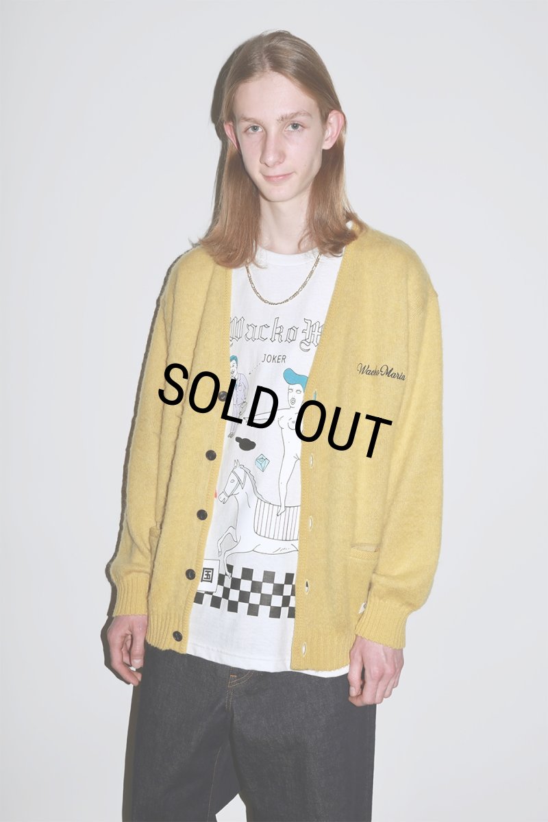 画像2: WACKO MARIA/MOHAIR KNIT CARDIGAN（YELLOW）［モヘアカーディガン-23秋冬］ (2)
