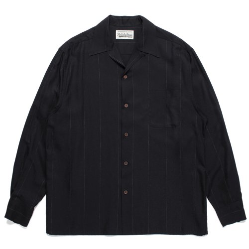 他の写真1: WACKO MARIA/KASURI STRIPED OPEN COLLAR SHIRT（BLACK）［カスリオープンカラーシャツ-23秋冬］