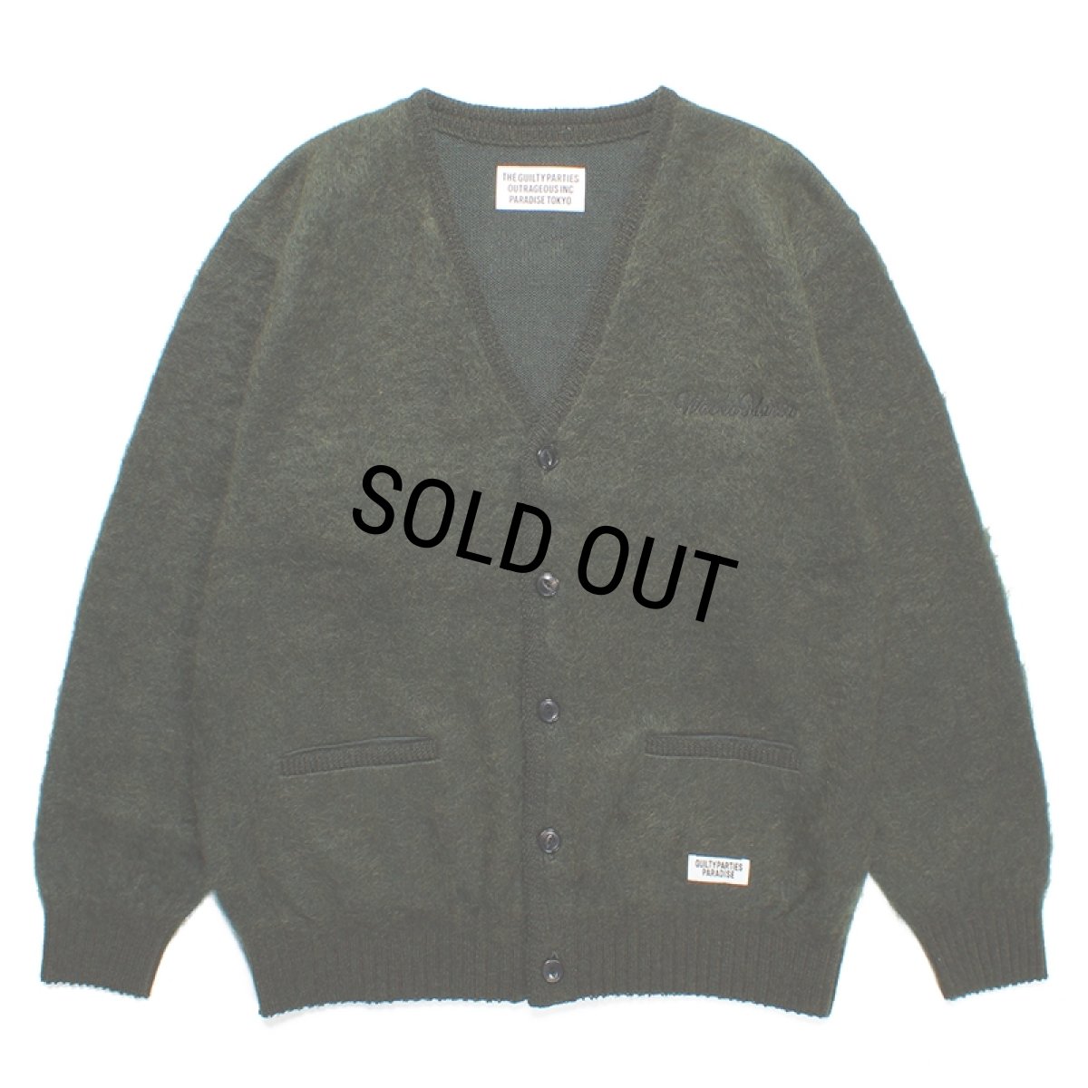 画像1: WACKO MARIA/MOHAIR KNIT CARDIGAN（GREEN）［モヘアカーディガン-23秋冬］ (1)