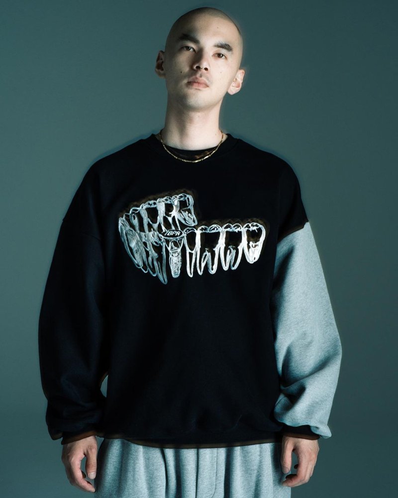 画像2: TIGHTBOOTH/IMPLANT CREW SWEAT（Black） 【30%OFF】［クルースウェット-23秋冬］