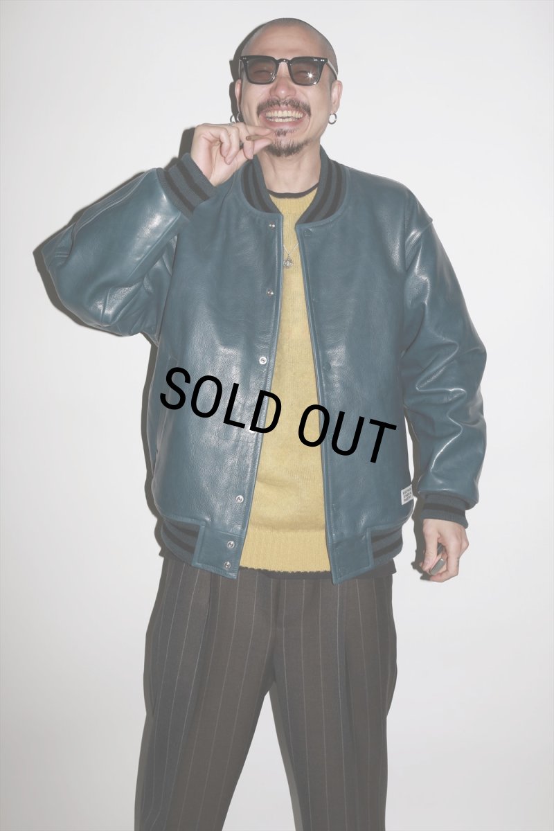 画像3: WACKO MARIA/LEATHER VARSITY JACKET（BLUE）［レザーヴァーシティJKT-23秋冬］ (3)