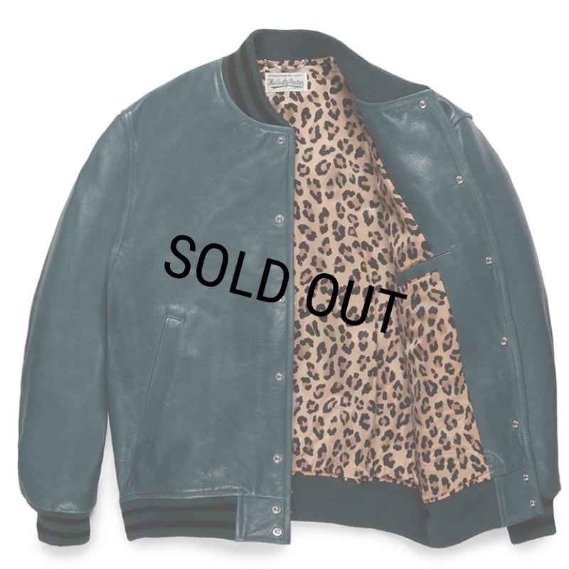 WACKO MARIA/LEATHER VARSITY JACKET（BLUE）［レザーヴァー
