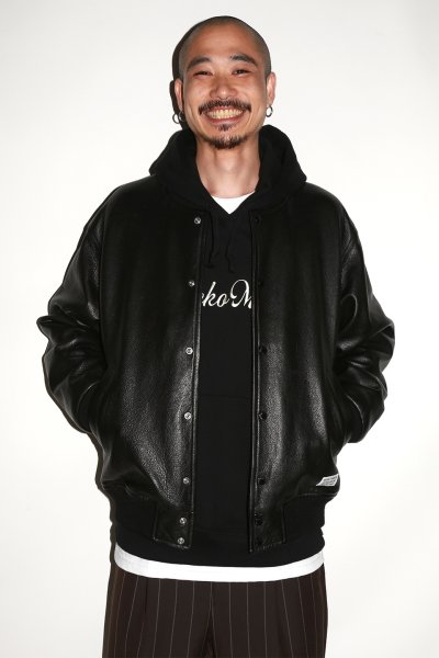 WACKO MARIA LEATHER VARSITY JACKET Mサイズ WACKO MARIA/LEATHER VARSITY JACKET（BLACK）［レザーヴァー