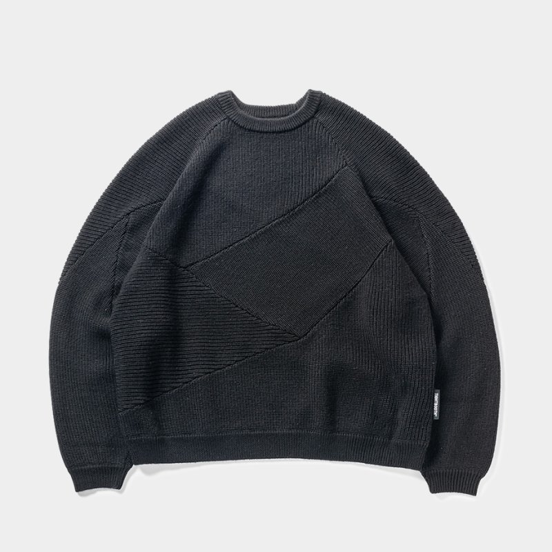 画像1: 【30%OFF】TIGHTBOOTH/SPLICE KNIT SWEATER（Black）［ニットセーター-23秋冬］