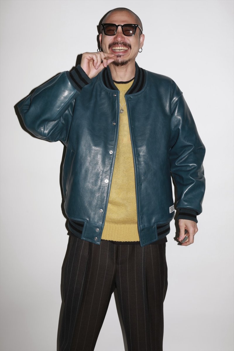 画像3: WACKO MARIA/LEATHER VARSITY JACKET（BLUE）［レザーヴァーシティJKT-23秋冬］