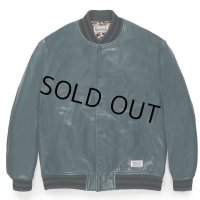 WACKO MARIA/LEATHER VARSITY JACKET（BLUE）［レザーヴァーシティJKT-23秋冬］