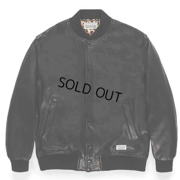 画像1: WACKO MARIA/LEATHER VARSITY JACKET（BLACK）［レザーヴァーシティJKT-23秋冬］