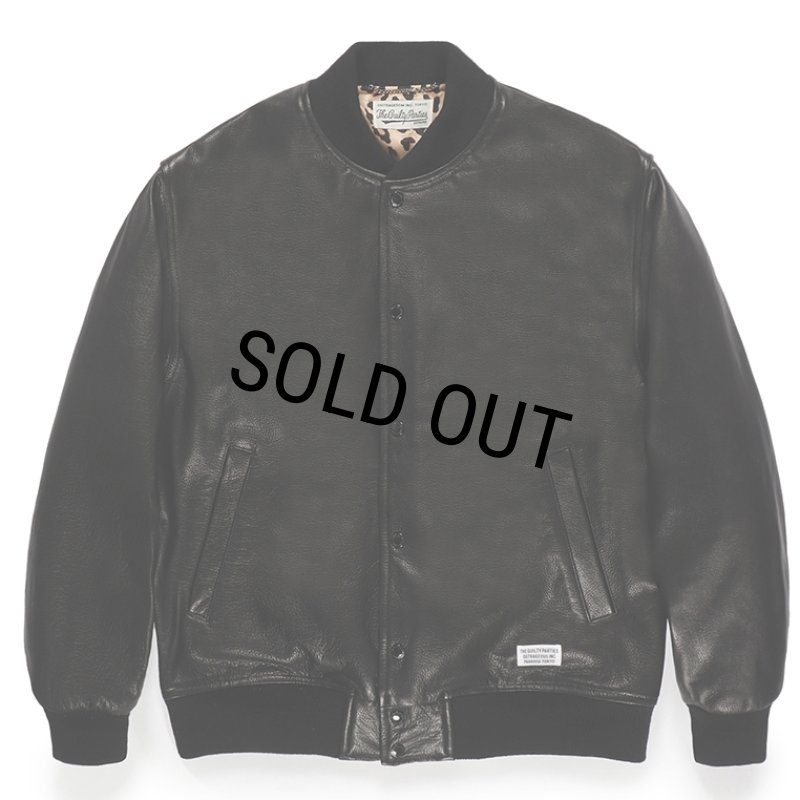 WACKO MARIA/LEATHER VARSITY JACKET（BLACK）［レザーヴァー