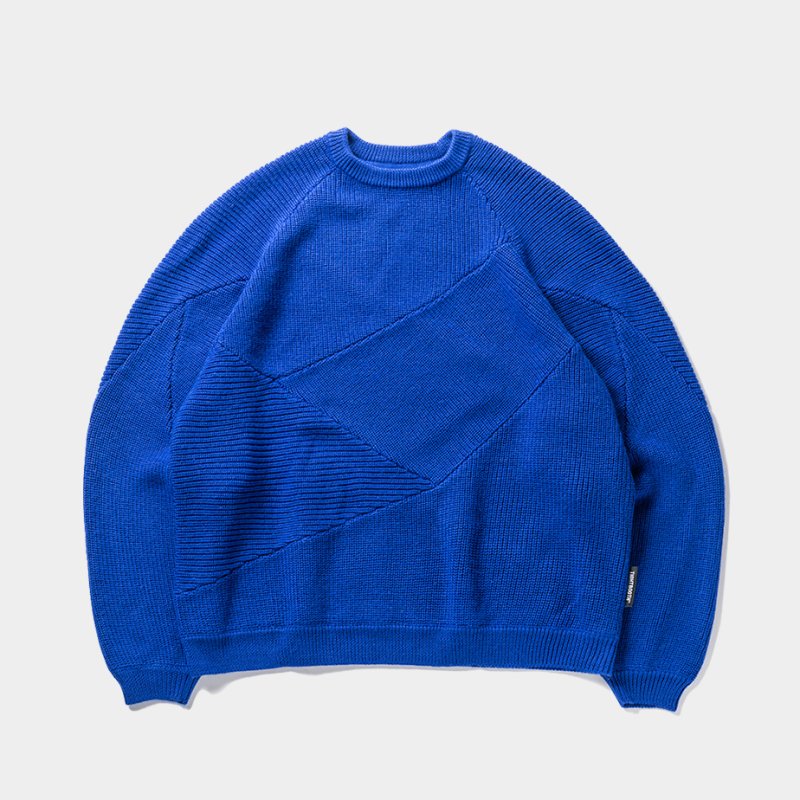 画像1: TIGHTBOOTH/SPLICE KNIT SWEATER（Blue）［ニットセーター-23秋冬］