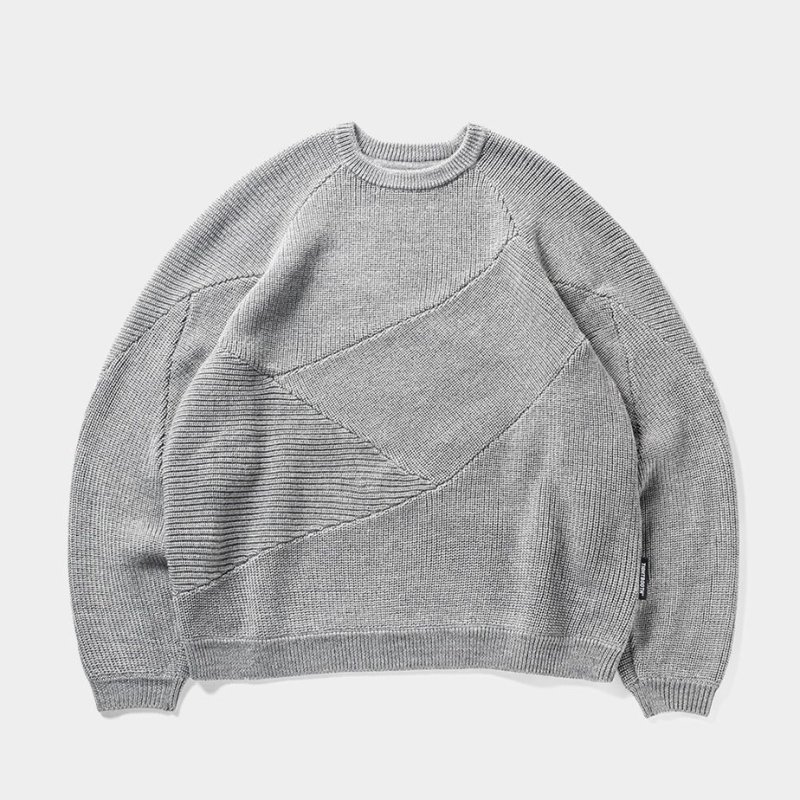 画像1: TIGHTBOOTH/SPLICE KNIT SWEATER（Gray） 【30%OFF】［ニットセーター-23秋冬］