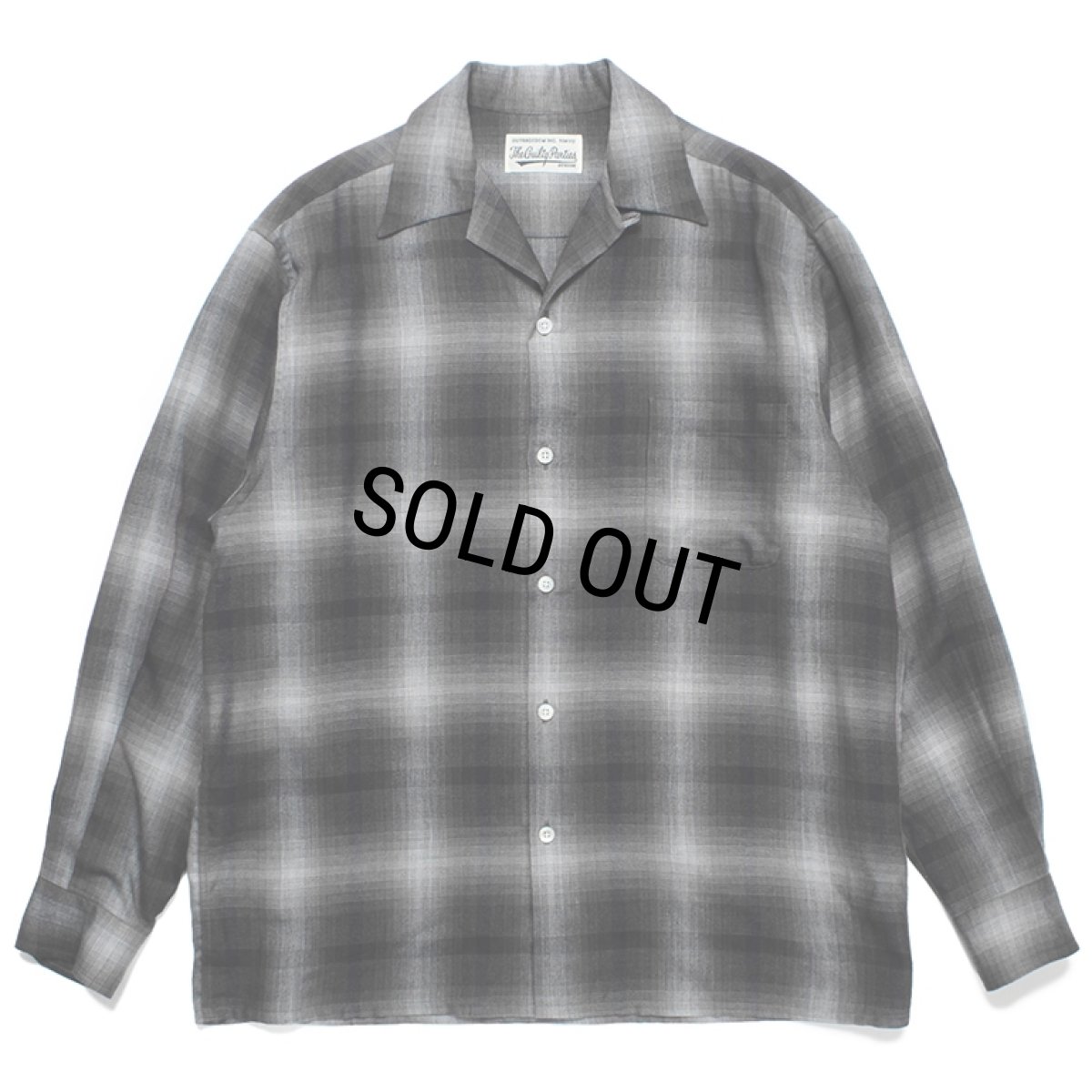 画像1: WACKO MARIA/OMBRE CHECK OPEN COLLAR SHIRT（GRAY）［オンブレチェックオープンカラーシャツ-23秋冬］ (1)