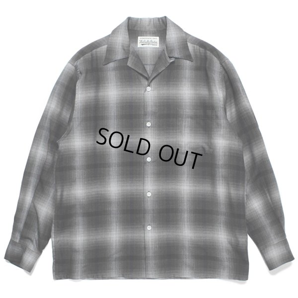 画像1: WACKO MARIA/OMBRE CHECK OPEN COLLAR SHIRT（GRAY）［オンブレチェックオープンカラーシャツ-23秋冬］