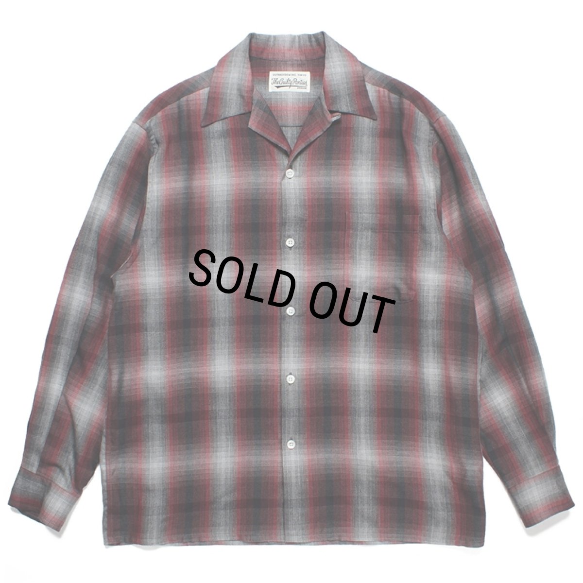 画像1: WACKO MARIA/OMBRE CHECK OPEN COLLAR SHIRT（RED）［オンブレチェックオープンカラーシャツ-23秋冬］ (1)