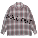 WACKO MARIA/OMBRE CHECK OPEN COLLAR SHIRT（RED）［オンブレチェックオープンカラーシャツ-23秋冬］