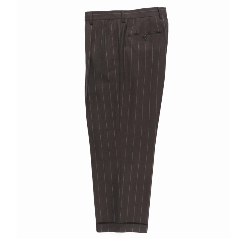 画像1: WACKO MARIA/DORMEUIL / STRIPED DOUBLE PLEATED TROUSERS（CHARCOAL）［ツータックスラックス-23秋冬］