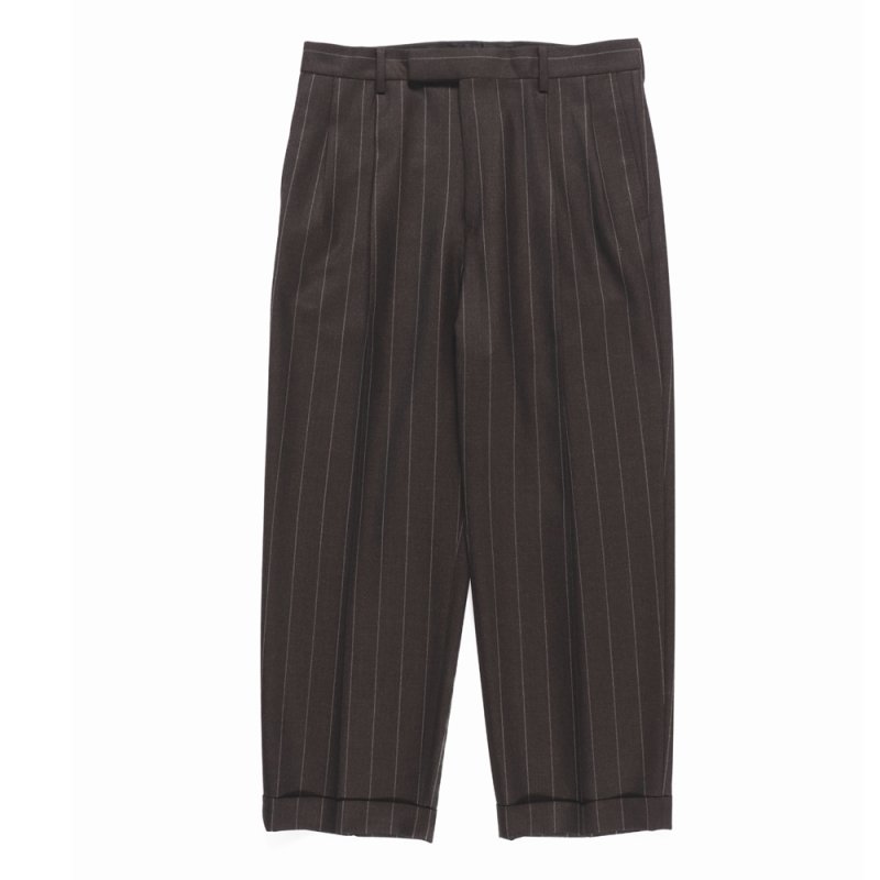 画像2: WACKO MARIA/DORMEUIL / STRIPED DOUBLE PLEATED TROUSERS（CHARCOAL）［ツータックスラックス-23秋冬］