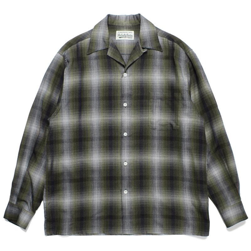 画像1: WACKO MARIA/OMBRE CHECK OPEN COLLAR SHIRT（YELLOW）［オンブレチェックオープンカラーシャツ-23秋冬］
