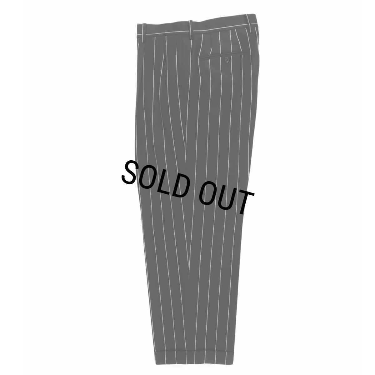 画像1: WACKO MARIA/DORMEUIL / STRIPED DOUBLE PLEATED TROUSERS（BLACK）［ツータックスラックス-23秋冬］ (1)