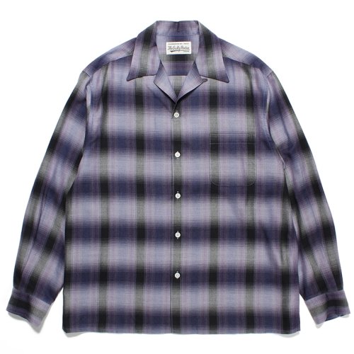 他の写真1: WACKO MARIA/OMBRE CHECK OPEN COLLAR SHIRT（PURPLE）［オンブレチェックオープンカラーシャツ-23秋冬］