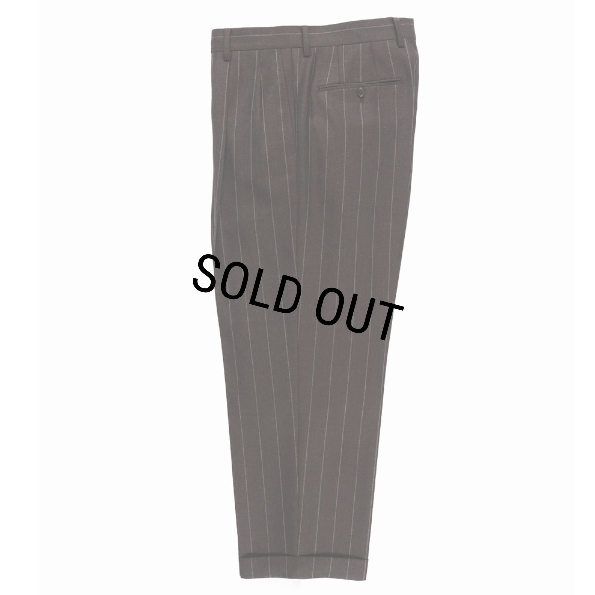 画像1: WACKO MARIA/DORMEUIL / STRIPED DOUBLE PLEATED TROUSERS（CHARCOAL）［ツータックスラックス-23秋冬］ (1)